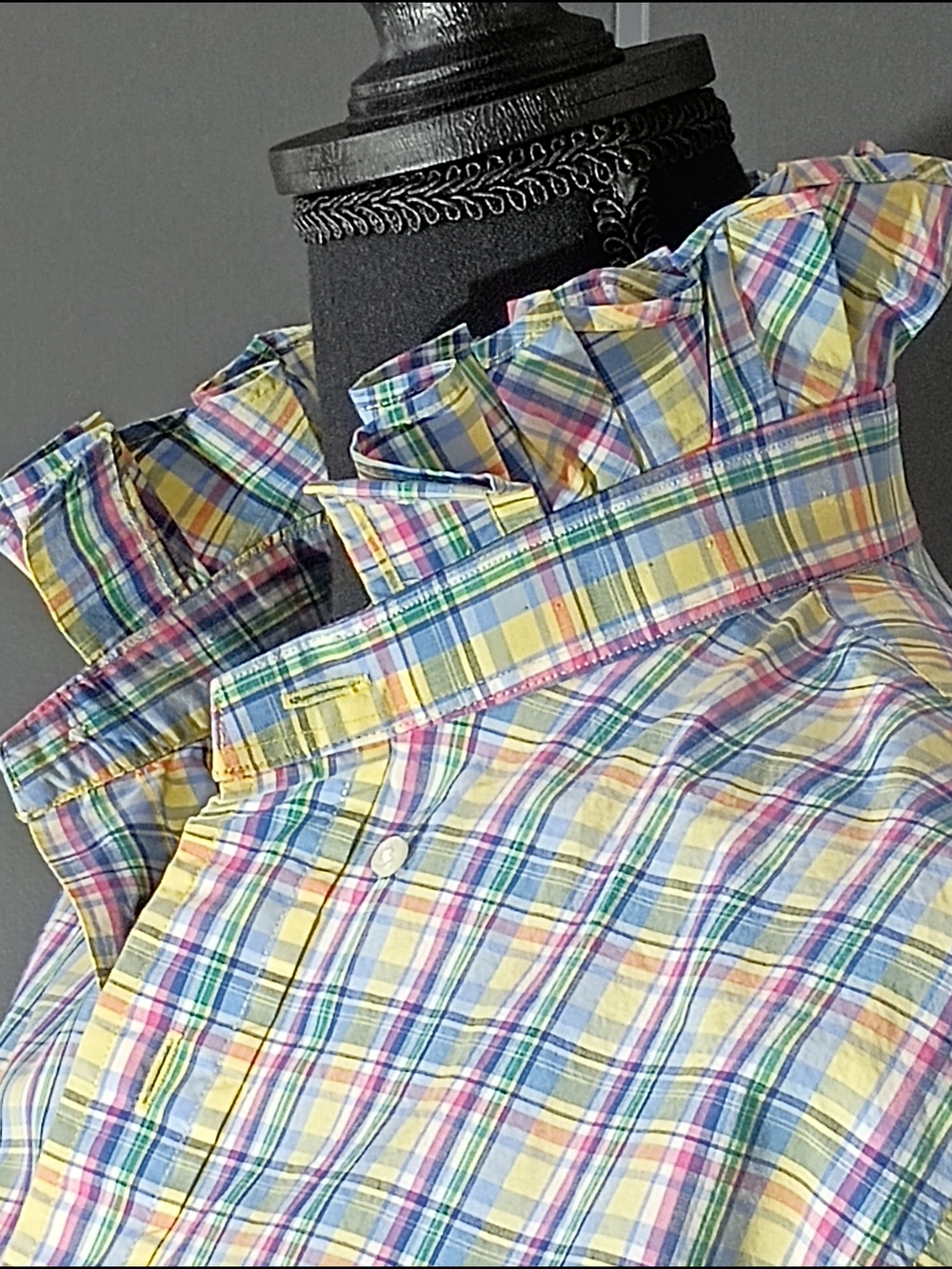 Upcycled Women's Ralph Lauren Ruffled Collar Shirt - Picture 2 of 7